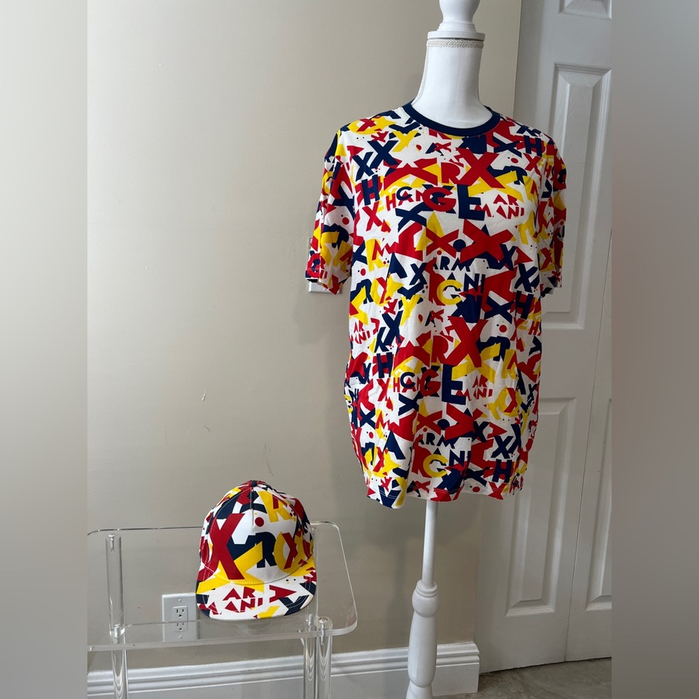 Armani Exchange Colorful Hat and Matching Tee